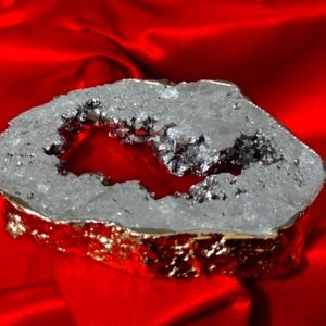 Crystal Ensconced Gold Edged Geode on 16" or 18" Heavy Gauge Twisted Sterling ⛓️